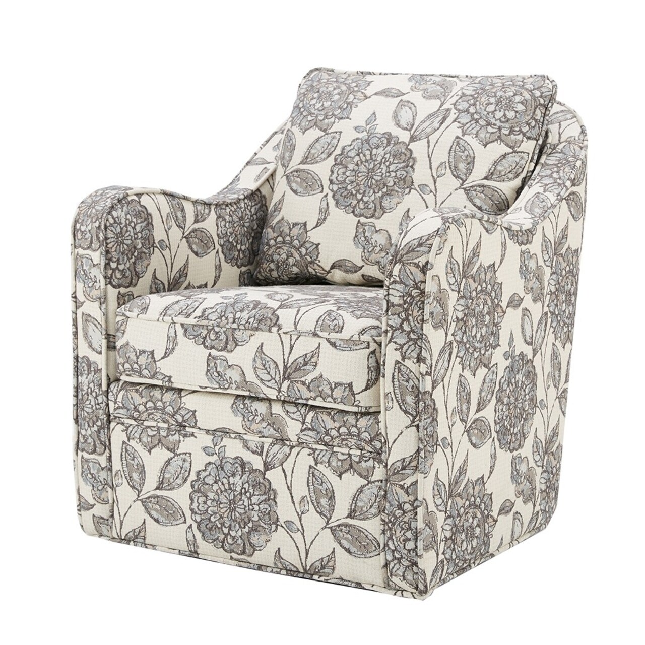 Gracie Mills Frieda Wide Seat Swivel Arm Chair With Back Pillow - Grace-8255